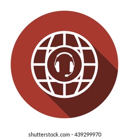 headphones with microphone  icon,  isolated. Flat  design.