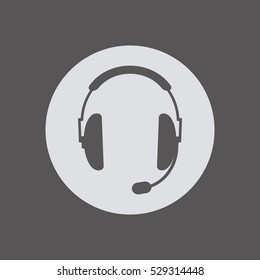  Headphones with microphone   icon,  isolated. Flat  design.