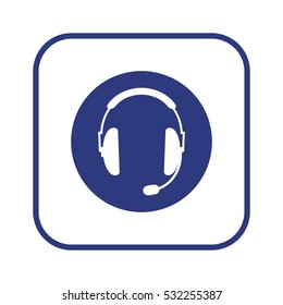  Headphones with microphone   icon,  isolated. Flat  design.