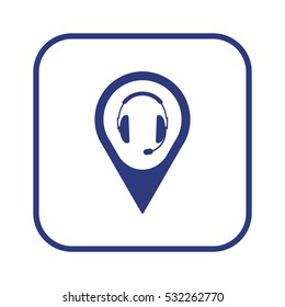  headphones  with microphone   icon, isolated. Flat  design. 