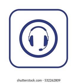  headphones  with microphone   icon, isolated. Flat  design. 