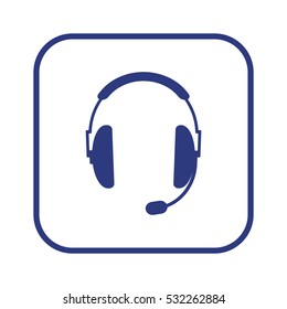  Headphones  with microphone  icon, isolated. Flat  design. 