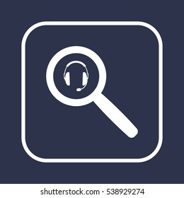  headphones  with microphone   icon, isolated. Flat  design. 