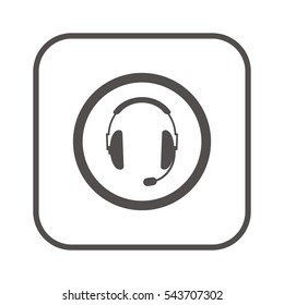  headphones  with microphone   icon, isolated. Flat  design. 