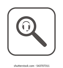  headphones  with microphone   icon, isolated. Flat  design. 