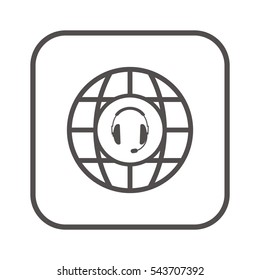  headphones  with microphone   icon, isolated. Flat  design. 