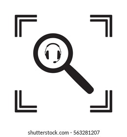  headphones  with microphone   icon, isolated. Flat  design. 