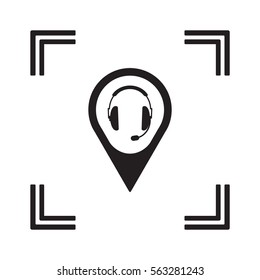  headphones  with microphone   icon, isolated. Flat  design. 