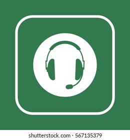  Headphones with microphone   icon,  isolated. Flat  design.