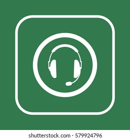  headphones  with microphone   icon, isolated. Flat  design. 
