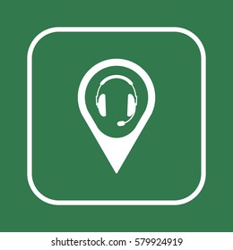  headphones  with microphone   icon, isolated. Flat  design. 