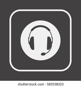  Headphones with microphone   icon,  isolated. Flat  design.