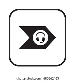  Headphones  with microphone  icon,  isolated. Flat  design. 