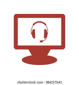  headphones with microphone  icon Vector