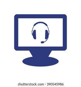 headphones with microphone  icon Vector