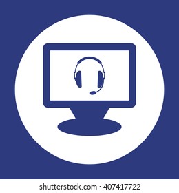  headphones with microphone  icon Vector