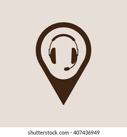  headphones with microphone  icon Vector