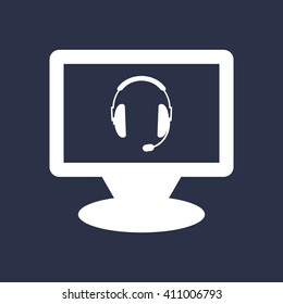  headphones with microphone  icon Vector
