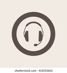  headphones with microphone  icon Vector