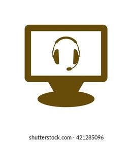  headphones with microphone  icon Vector