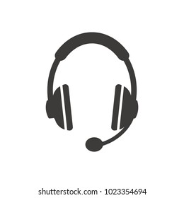 Headphones  with  microphone  icon, vector, flat design 