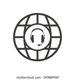  headphones with microphone  icon, vector illustration. Flat design style