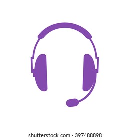  headphones with microphone  icon, vector illustration. Flat design style