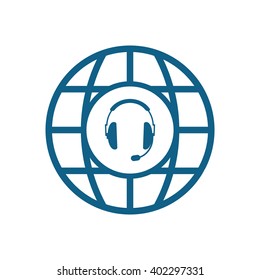 headphones with microphone  icon, vector illustration. Flat design style
