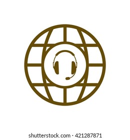  headphones with microphone  icon, vector illustration. Flat design style