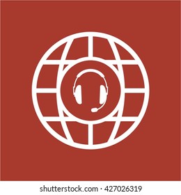 headphones with microphone  icon, vector illustration. Flat design style