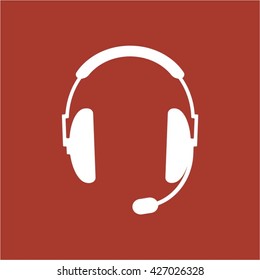  headphones with microphone  icon, vector illustration. Flat design style