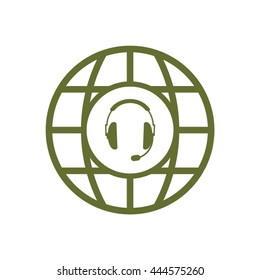  headphones with microphone  icon, vector illustration. Flat design style