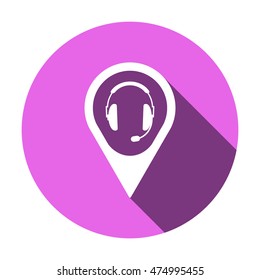  headphones with microphone  icon,vector. Flat design.