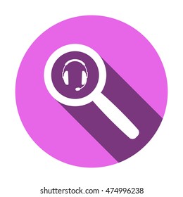  headphones with microphone  icon,vector. Flat design.