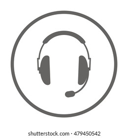  Headphones with microphone  icon,vector. Flat design.