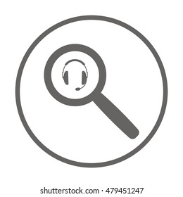  headphones with microphone  icon,vector. Flat design.