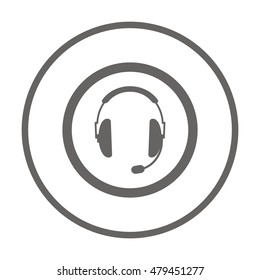  headphones with microphone  icon,vector. Flat design.