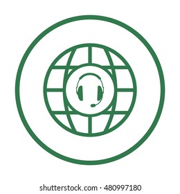  headphones with microphone  icon,vector. Flat design.