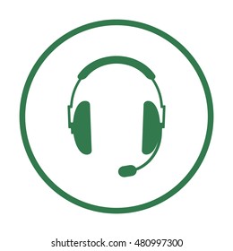  Headphones with microphone  icon,vector. Flat design.