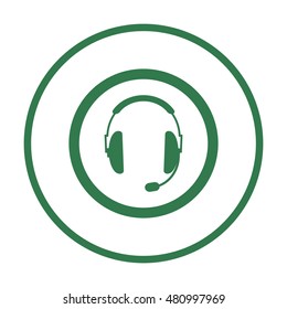  headphones with microphone  icon,vector. Flat design.