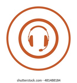 headphones with microphone  icon,vector. Flat design.