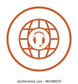 headphones with microphone  icon,vector. Flat design.