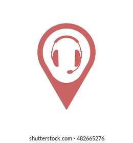  headphones with microphone  icon,vector. Flat design.