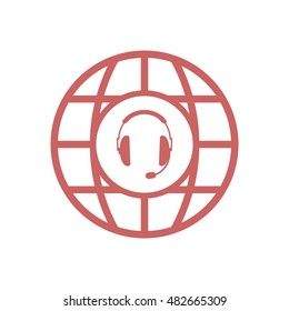  headphones with microphone  icon,vector. Flat design.