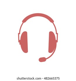  Headphones with microphone  icon,vector. Flat design.