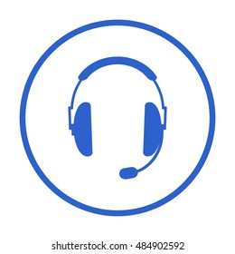  Headphones with microphone  icon,vector. Flat design.