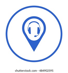  headphones with microphone  icon,vector. Flat design.