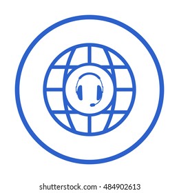  headphones with microphone  icon,vector. Flat design.