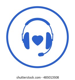  headphones with microphone  icon,vector. Flat design.