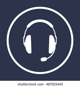  Headphones with microphone  icon,vector. Flat design.
